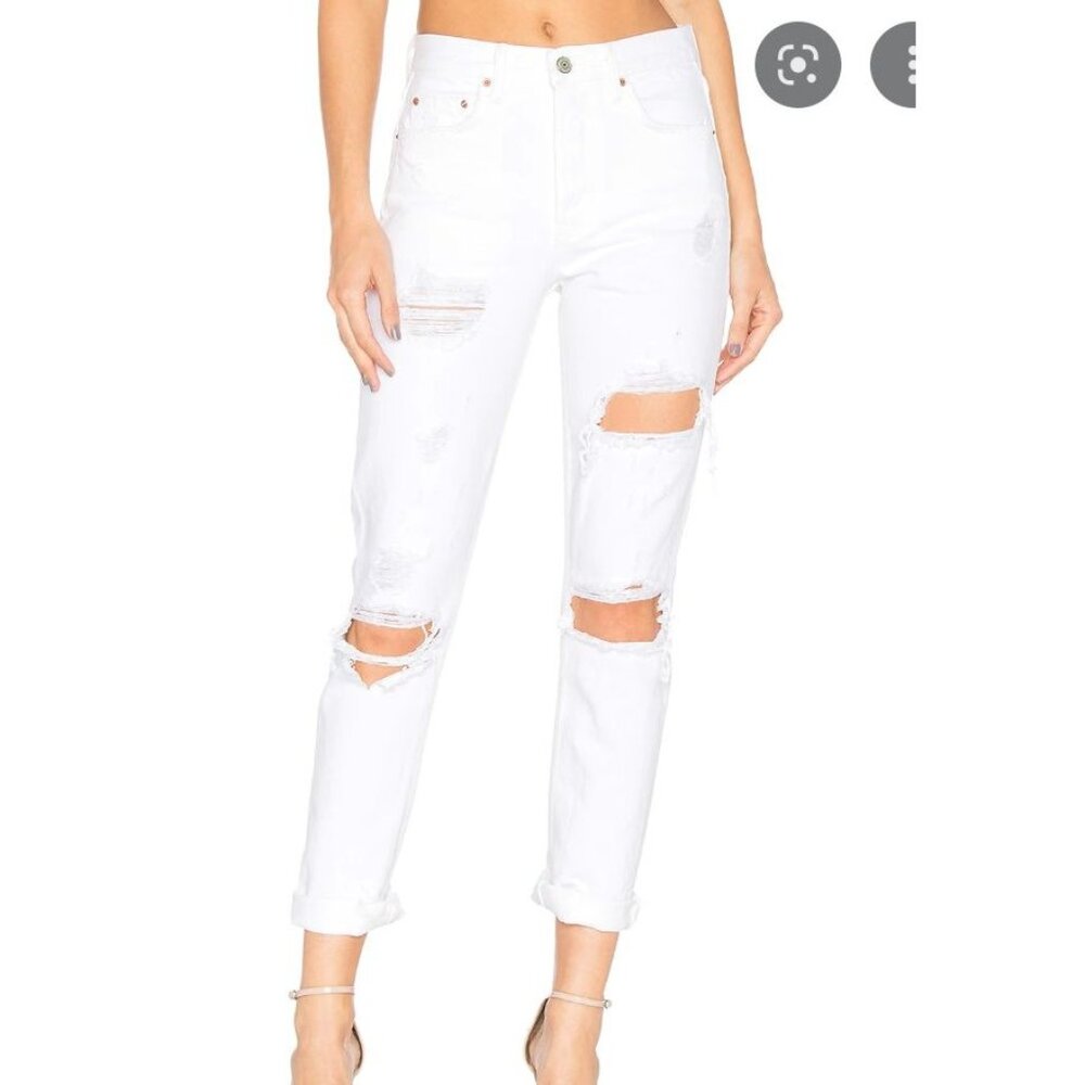 GRLFRND karolina white distressed high rise jeans size 26